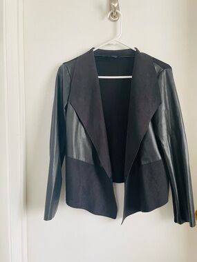 Alfani Black Mixed-Media Open-Front Jacket